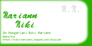 mariann niki business card